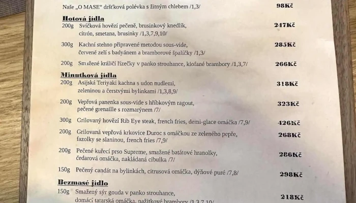 O Mase -  Menu - Libušina