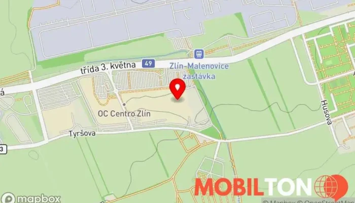 mapa O2 Prodejna Prodej mobilních telefonů, Prodejna příslušenství k mobilním telefonům, Dodavatel telekomunikačních služeb, Dodavatel telekomunikačních zařízení v OC Centro, tř. 3. května 1170