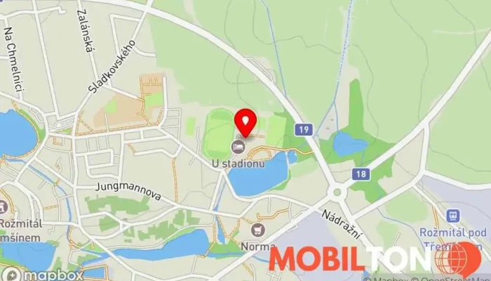 mapa Občerstvení Koupaliště Rychlé občerstvení v Rožmitál pod Třemšínem