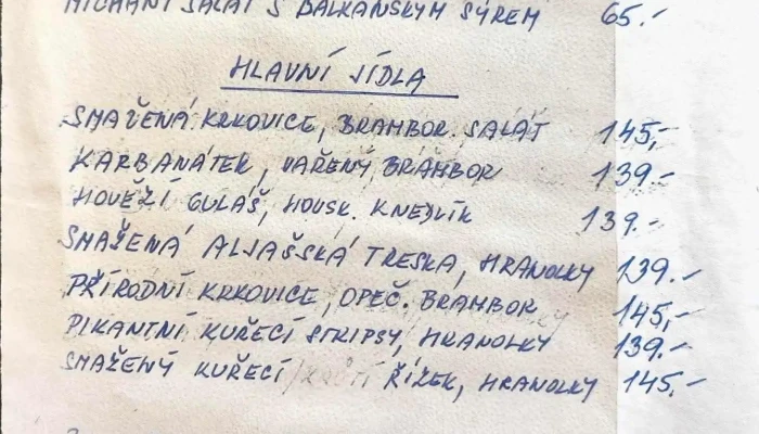 Obcerstveni U Veselky Menu - Kamenný Přívoz