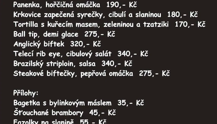 Obcerstvovaci Stanice Na Hristi   Bohutin   Steaky Hotova Jidla Rauty Oslavy Svatby   Pribram A Okoli Menu - Bohutín
