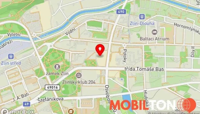 mapa OC Zlaté Jablko Nákupní centrum, Obchodní dům, Kino v nám. Míru 174
