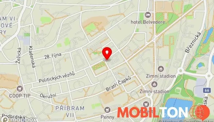 mapa Originál Příbram Restaurace v Politických vězňů 301