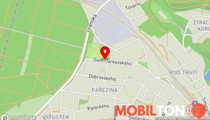 mapa Osvěžovna Na Kurtech Restaurace v Guth-Jarkovského 698
