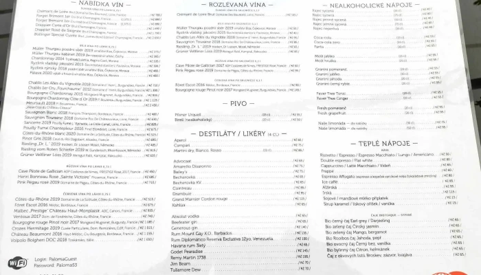 Paloma Pruhonice Menu - Květnové Nám. 53