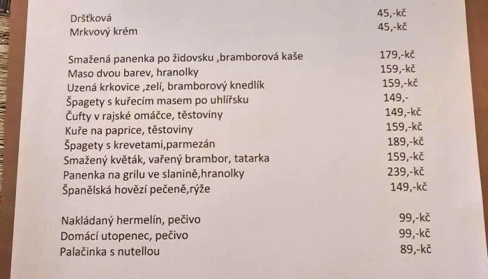 Pansky Dvur Menu - Pražská 34