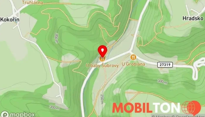 mapa Penzion a restaurace U báby Šubrový Restaurace, Penzion, Dům pro hosty, Oblast pro pěší turistiku v Kokořínský Důl