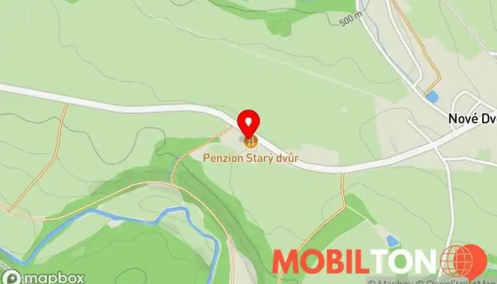 mapa Penzion a Restaurant Starý Dvůr Penzion, Cateringové služby, Restaurace v Nové Dvory