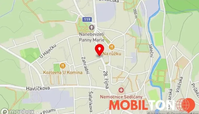 mapa Penzion Bowling Sedlčany Hotel v Církvičská 386