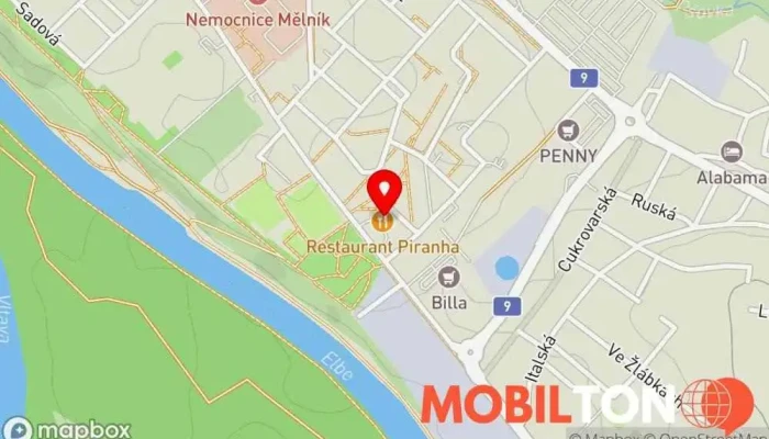 mapa Penzion Piranha Penzion v Pražská 3765