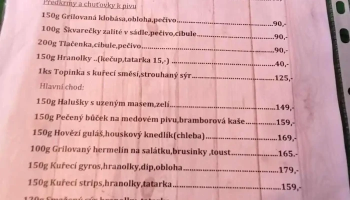 Penzion S Hospudkou U Zvonicky Menu - Střehom