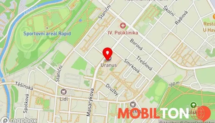 mapa Phoneli Nákupní centrum v Plzeň 4