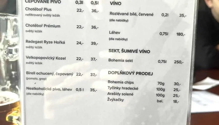 Pivnice -    Hospudka   Niklova Menu - Nám. T. G. Masaryka 232