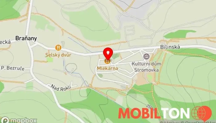 mapa Pivnice Mlékárna Restaurace v Braňany