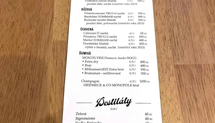 Pivnice Na Hradku Menu - Rakovník Ii