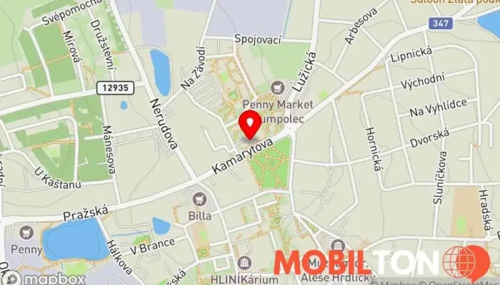 mapa Pivnice Stromovka Restaurace v Kamarytova 1331