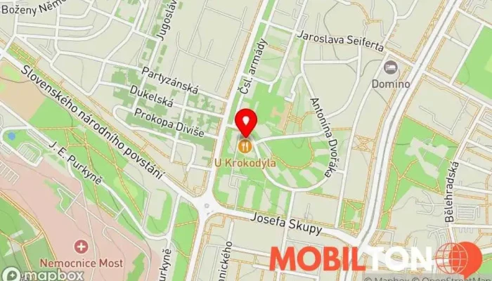 mapa Pivnice U Krokodýla Restaurace v A. Dvořáka 1330