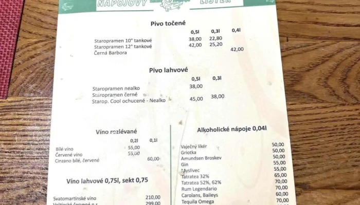Pivnice U Krokodyla Menu - A. Dvořáka 1330