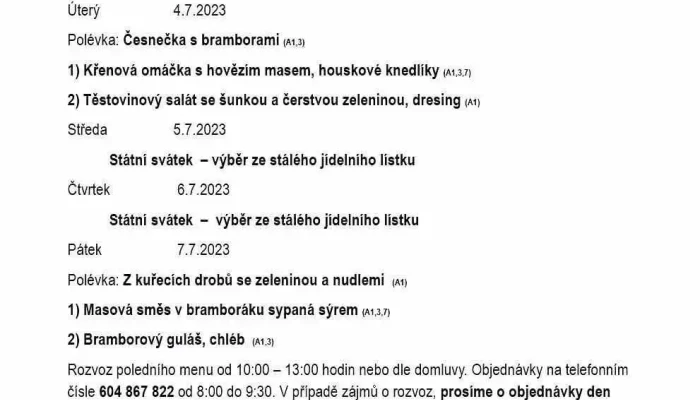 Pivnice U Musilu Menu - Zahradní 272