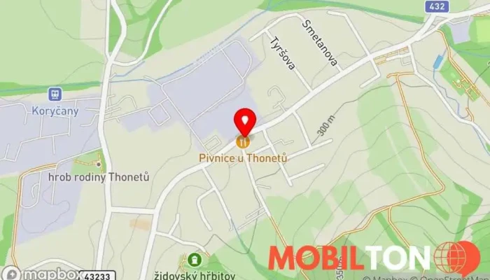 mapa Pivnice U Thonetů Bar v Masarykova 361