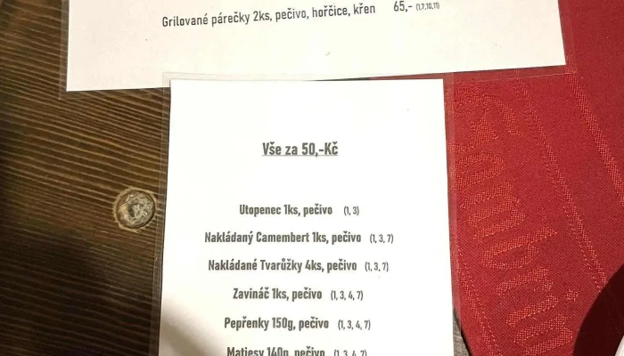 Pivnice V Podloubi U Hanze Menu - Nám. Míru 6