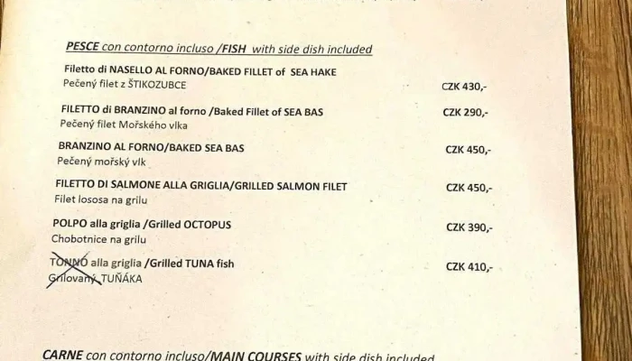 Pivo Basilico Caffe Restaurant Menu - Malá Strana