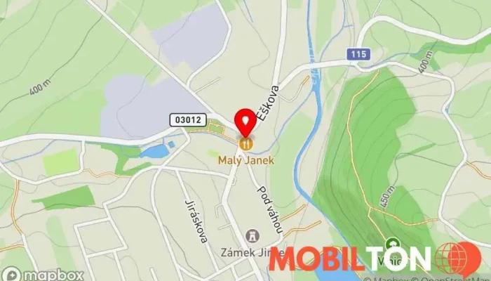 mapa Pivovar Malý Janek z JINEC Pivovarská restaurace v Eškova 33