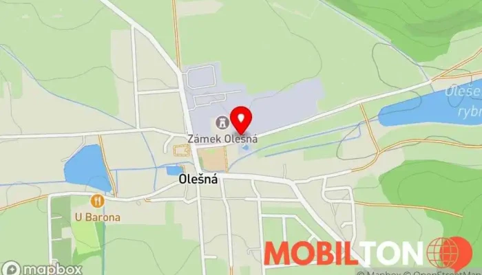mapa Pivovar Olešná Pivovar v Olešná