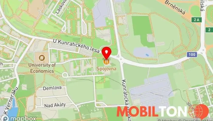 mapa Pivovar Spojovna Restaurace, Pivovar v Praha-Kunratice