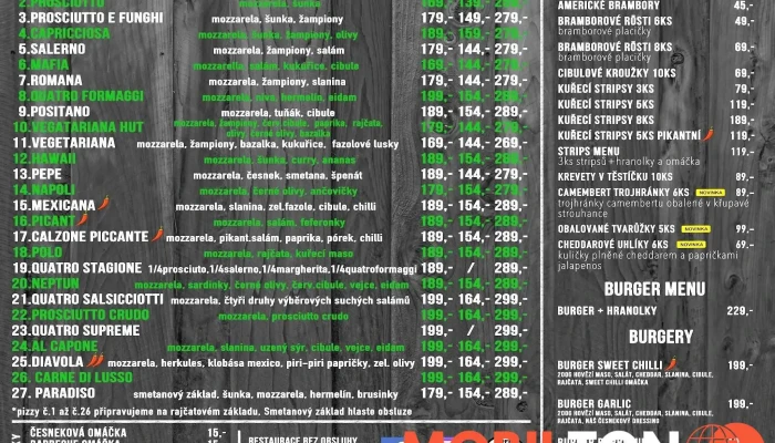 Pizza Excool Mlada Boleslav Menu - Kosmonosy