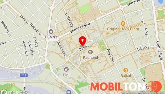 mapa Pizza Italia Pizzerie, Rychlé občerstvení v Kročehlavy