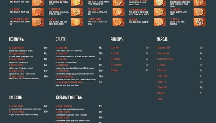 Pizza La Factoria -  Menu - Kolín V