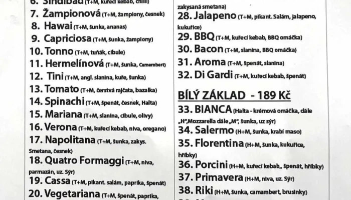 Pizza Nonno Kamenice Nad Lipou -  Menu - Nám. Čsl. Armády 59