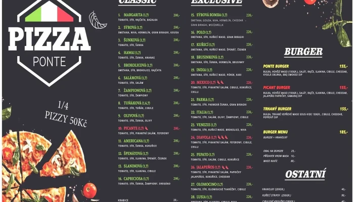 Pizza Ponte Planany Menu - Pražská 40
