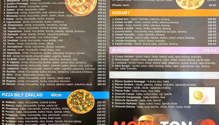 Pizza Raffaelo -  Menu - Komenského 144