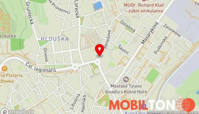 mapa Pizza Rio Pizzerie v Benešova 71/1, Hlouška 284 01
