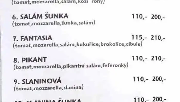 Pizza Sabi Nymburk -  Menu - Palackého Tř. 40