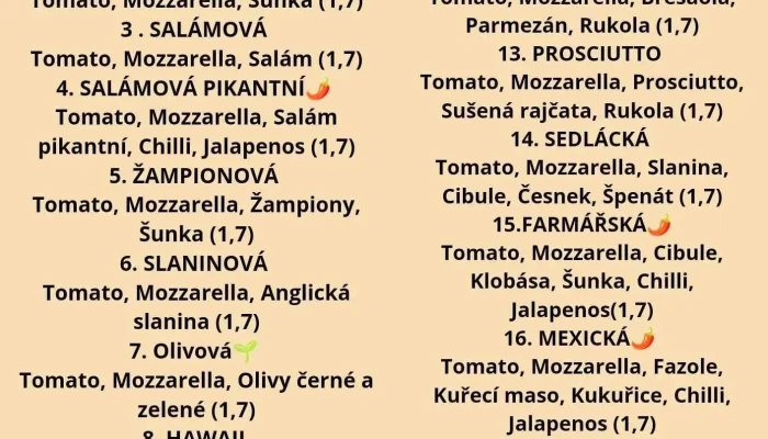 Pizza Shark -  Menu - Havlíčkova 15