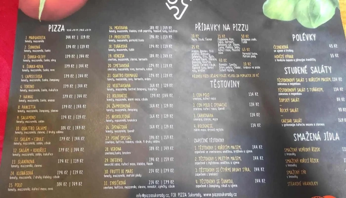 Pizza Sukorady -  Menu - Sukorady