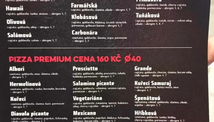 Pizza Svermov Menu - Kauckého 273 09