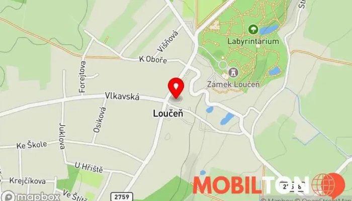 mapa Pizza2You Pizzerie v 275 Loučeň Česká republika