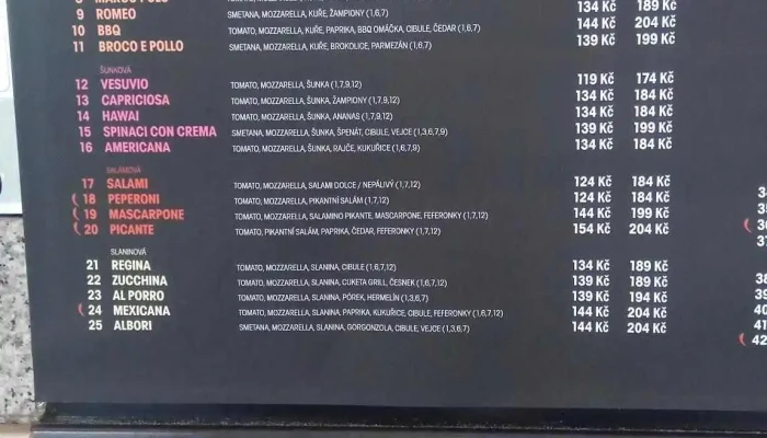 Pizzagourmet -  Menu - Pražská 696