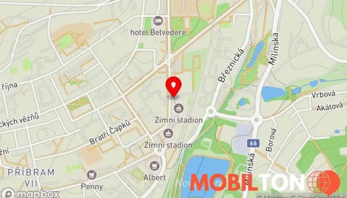 mapa Pizzařství Příbram Restaurace v Legionářů