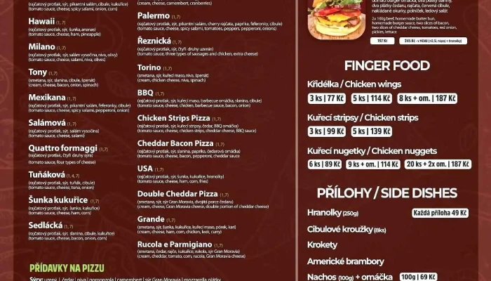 Pizzeria Fantasia -  Menu - Nerudova 30