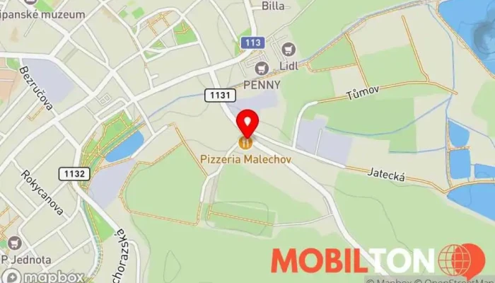 mapa Pizzeria Malechov Pizzerie, Italská restaurace v Prokopa Velikého 112