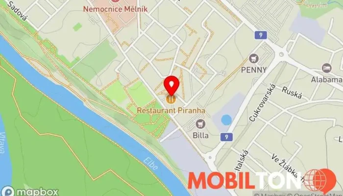 mapa Pizzeria Piranha Italská restaurace, Pizzerie v Pražská 3675