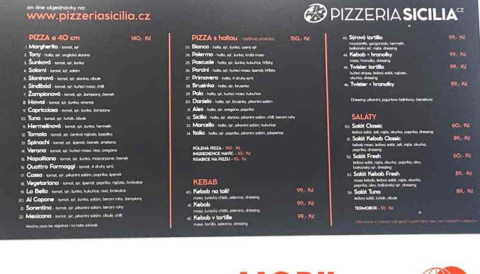 Pizzeria Sicilia -  Menu - Příbram Viii