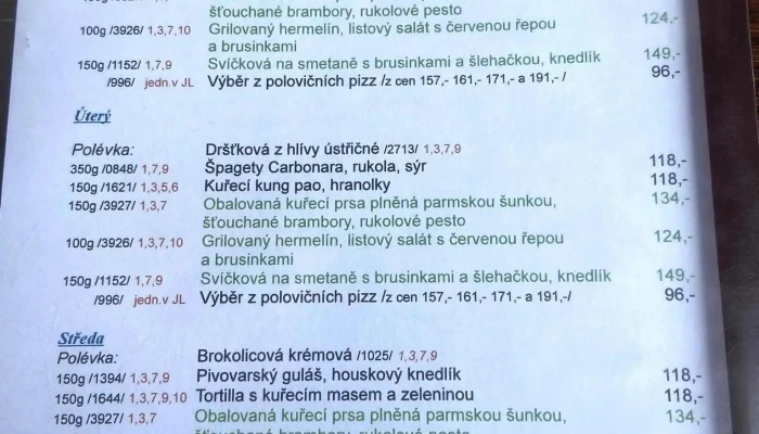 Pizzerie Kanada -  Menu - Zlínská 1416