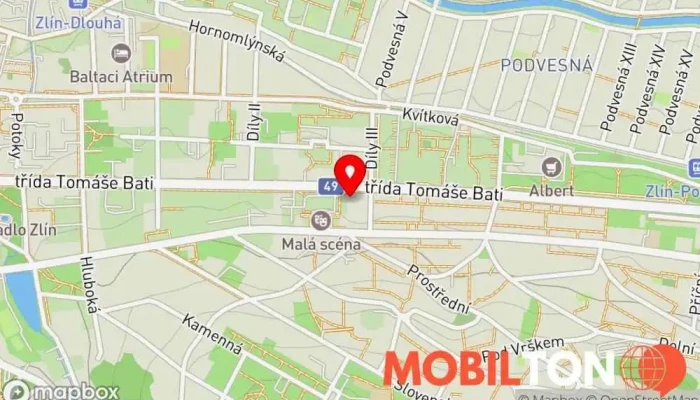 mapa Pizzerie La Strada Pizzerie, Rozvoz pizzy v tř. Tomáše Bati 5359