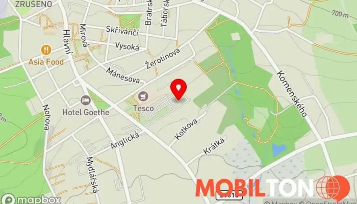 mapa PLANEO - Aš Prodej elektroniky, Prodej domácích spotřebičů, Prodejna fotoaparátů, Prodej mobilních telefonů, Prodej výpočetní techniky, Prodejna her, Prodejna vysavačů v Chebská 2931